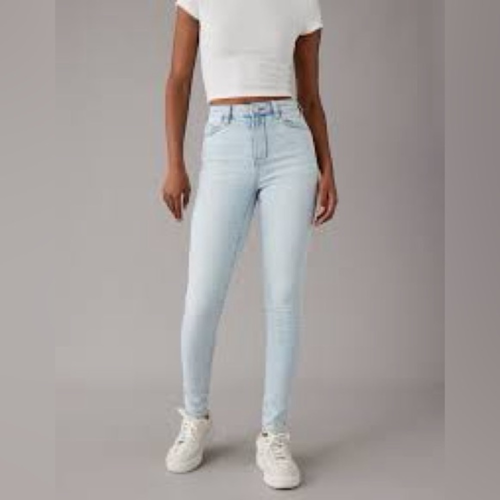 American Eagle Curvy Hi-Rise Jegging Light Wash Jeans Size 12 S Stretch Skinny